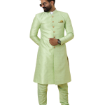 Stunning Pistachio Green Banarasi Brocade Achkan for Men | Father-Son Combo | Grooms & Weddings | Jaipurio